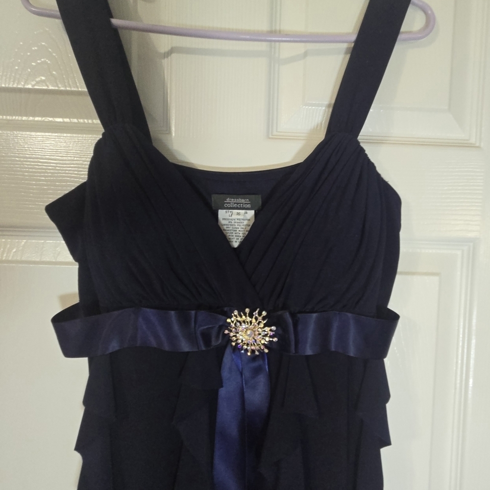 Dress Barn Elegant Navy Maxi Dress with Satin Bow - Picture 2 of 10
